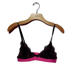 Black and Pink Lace Bra